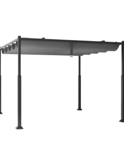 COSTWAY Gartenmöbel<Pergola mit Schiebedach 3,1x3,1m in Grau