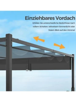 COSTWAY Gartenmöbel<Pergola mit Schiebedach 3,1x3,1m in Grau