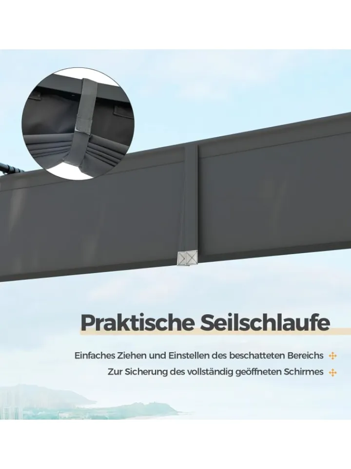 COSTWAY Gartenmöbel<Pergola mit Schiebedach 3,1x3,1m in Grau