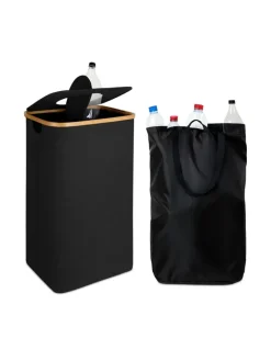 relaxdays Mülleimer<Pfandflaschen Sammelbehälter in Schwarz – 100 l