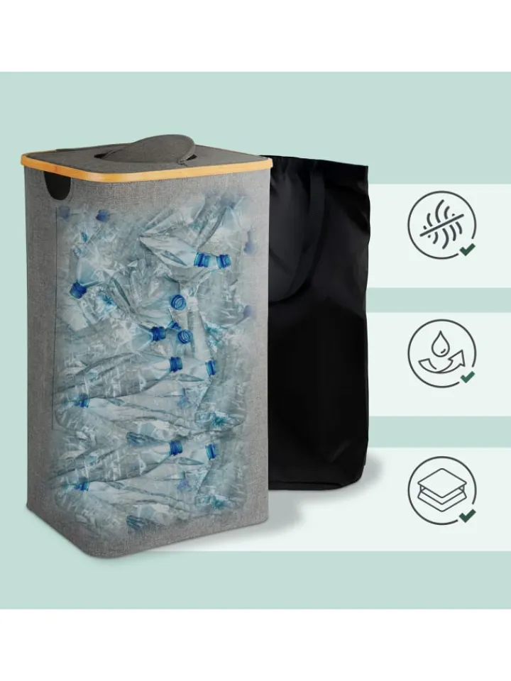 relaxdays Mülleimer<Pfandflaschen Sammelbehälter in Schwarz – 100 l