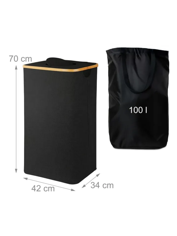 relaxdays Mülleimer<Pfandflaschen Sammelbehälter in Schwarz – 100 l