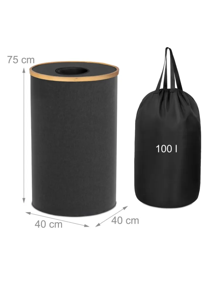 relaxdays Mülleimer<Pfandflaschen Sammelbehälter in Schwarz - 100 l