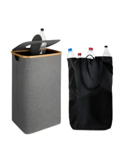 relaxdays Mülleimer<Pfandflaschen Sammelbehälter in Grau – 100 l