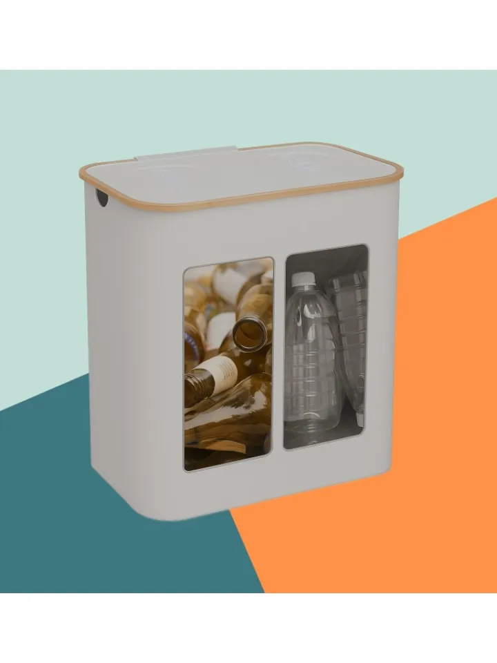 relaxdays Mülleimer<Pfandflaschen-Sammelbehälter in Beige - 140 Liter