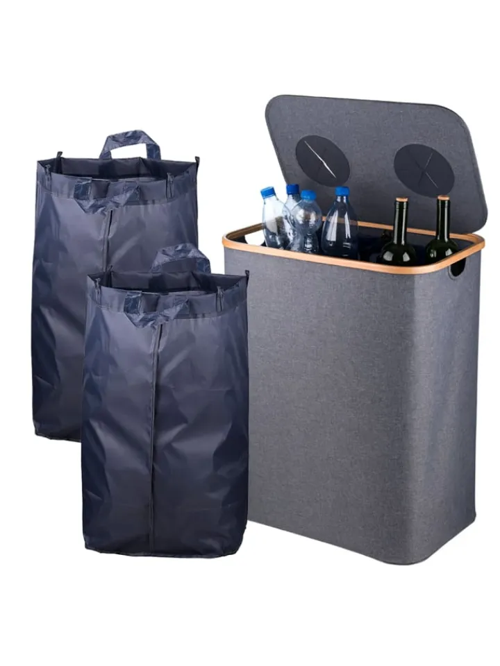 relaxdays Mülleimer<Pfandflaschen-Sammelbehälter in Grau - 140 Liter