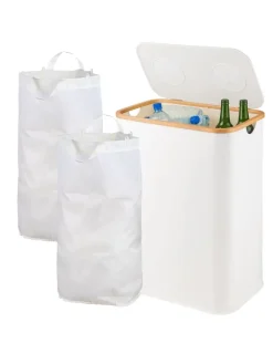 relaxdays Mülleimer<Pfandflaschen-Sammelbehälter in Weiß - 170 Liter