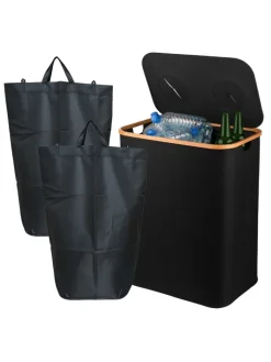 relaxdays Mülleimer<Pfandflaschen-Sammelbehälter in Schwarz - 140 Liter