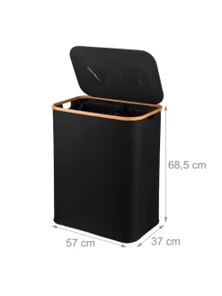 relaxdays Mülleimer<Pfandflaschen-Sammelbehälter in Schwarz - 140 Liter