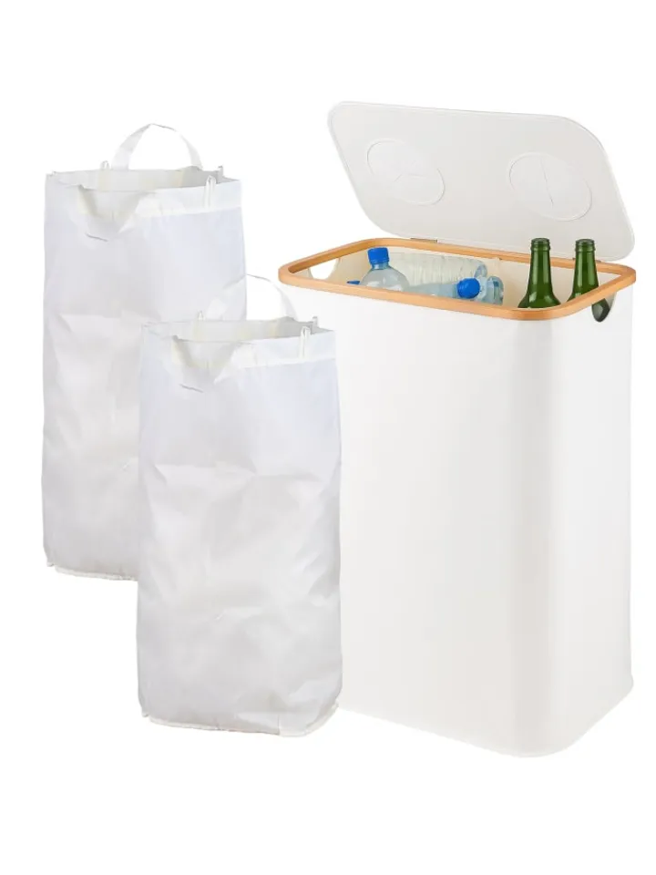 relaxdays Mülleimer<Pfandflaschen-Sammelbehälter in Weiß - 140 Liter