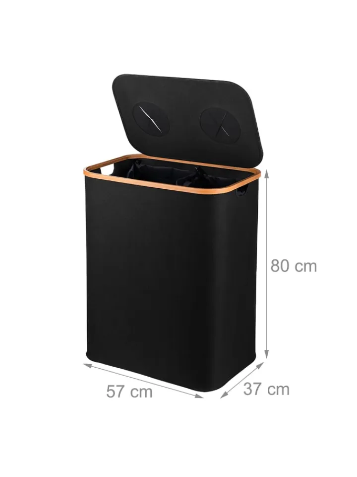 relaxdays Mülleimer<Pfandflaschen-Sammelbehälter in Schwarz - 170 Liter