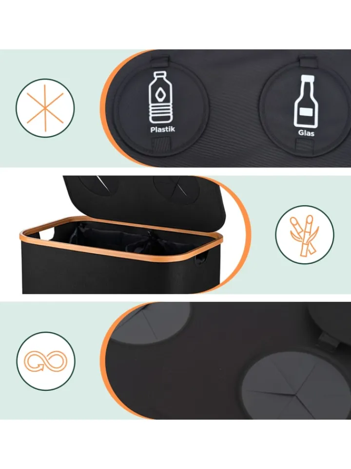 relaxdays Mülleimer<Pfandflaschen-Sammelbehälter in Schwarz - 170 Liter