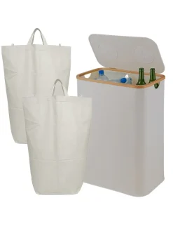 relaxdays Mülleimer<Pfandflaschen-Sammelbehälter in Beige - 170 Liter