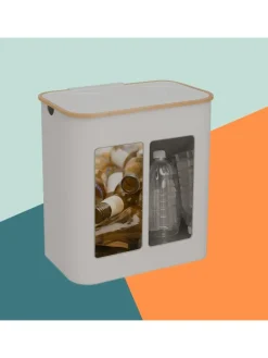 relaxdays Mülleimer<Pfandflaschen-Sammelbehälter in Beige - 170 Liter