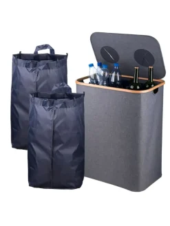 relaxdays Mülleimer<Pfandflaschen-Sammelbehälter in Grau - 170 Liter