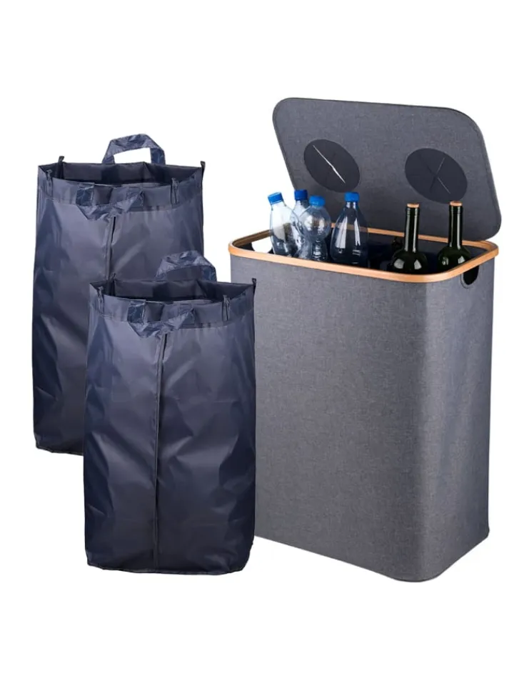 relaxdays Mülleimer<Pfandflaschen-Sammelbehälter in Grau - 170 Liter