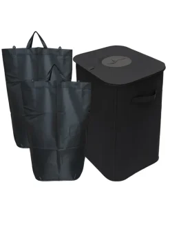 relaxdays Mülleimer<Pfandflaschen-Sammelbehälter in Schwarz - 100 l