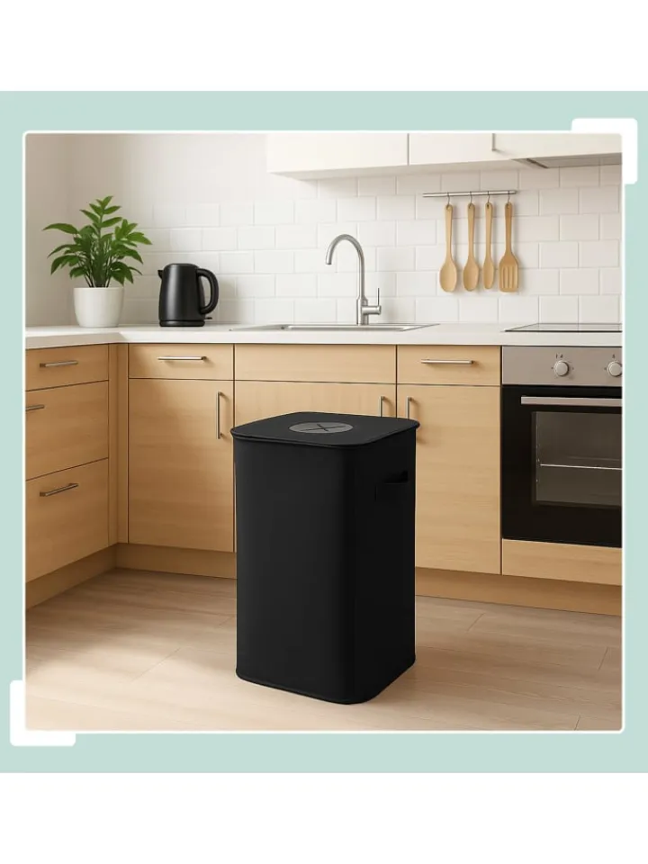 relaxdays Mülleimer<Pfandflaschen-Sammelbehälter in Schwarz - 100 l