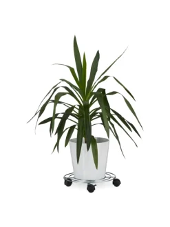 relaxdays Gartendekoration<Pflanzenroller in Silber - (H)6 x Ø 32 cm