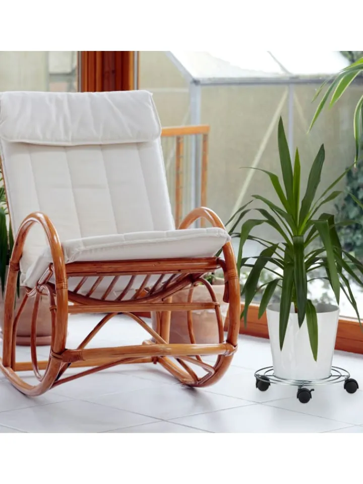 relaxdays Gartendekoration<Pflanzenroller in Silber - (H)6 x Ø 32 cm