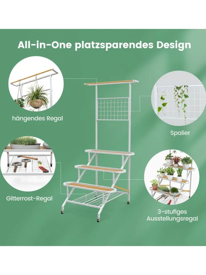 COSTWAY Pflanzen & Zubehör<Pflanzenständer mit Rankgitter 175cm in Weiß