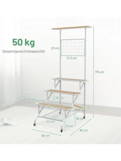 COSTWAY Pflanzen & Zubehör<Pflanzenständer mit Rankgitter 175cm in Weiß