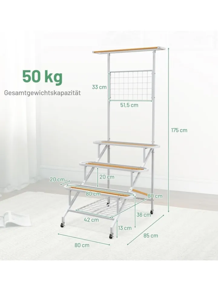 COSTWAY Pflanzen & Zubehör<Pflanzenständer mit Rankgitter 175cm in Weiß