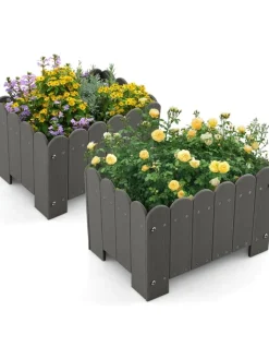 COSTWAY Pflanzen & Zubehör<Pflanzkübel 2er Set HDPE 45x32x30cm in Grau