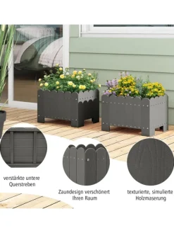 COSTWAY Pflanzen & Zubehör<Pflanzkübel 2er Set HDPE 45x32x30cm in Grau