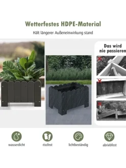 COSTWAY Pflanzen & Zubehör<Pflanzkübel 2er Set HDPE 45x32x30cm in Grau