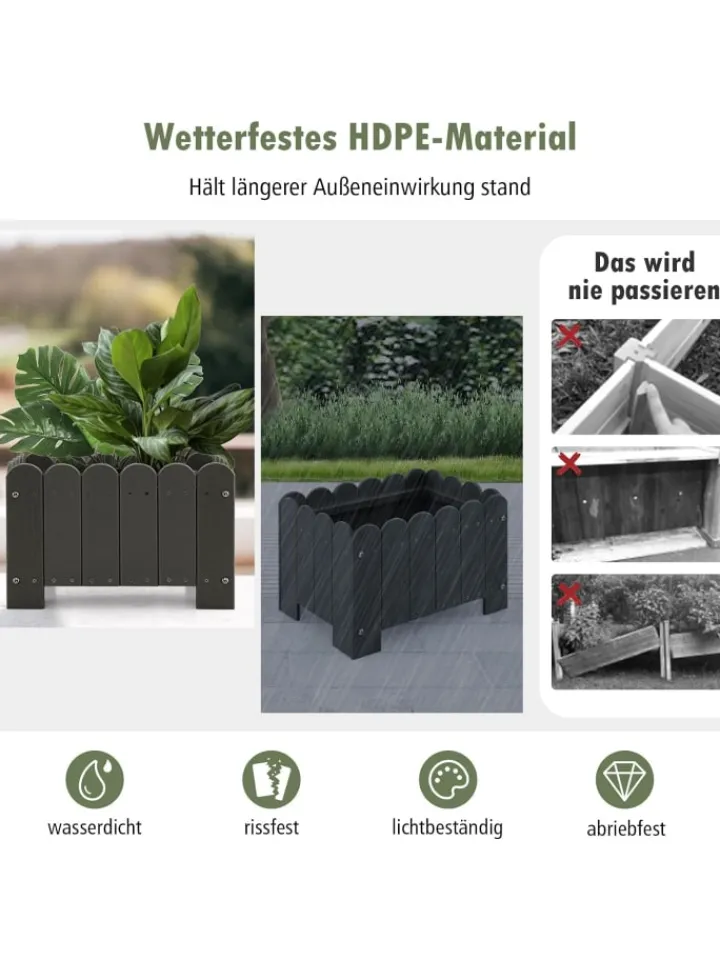 COSTWAY Pflanzen & Zubehör<Pflanzkübel 2er Set HDPE 45x32x30cm in Grau
