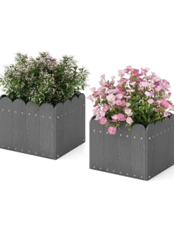COSTWAY Pflanzen & Zubehör<Pflanzkübel 2er Set HDPE 32x30x25cm in Grau
