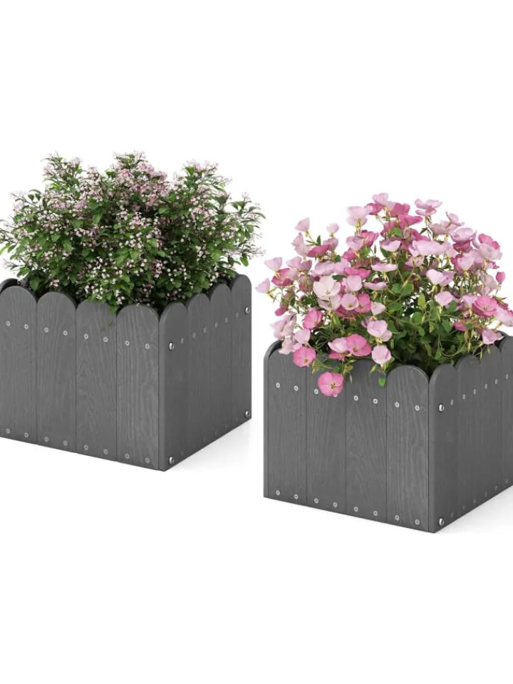 COSTWAY Pflanzen & Zubehör<Pflanzkübel 2er Set HDPE 32x30x25cm in Grau
