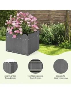 COSTWAY Pflanzen & Zubehör<Pflanzkübel 2er Set HDPE 32x30x25cm in Grau