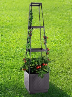 Garden Hero Pflanzen & Zubehör<Pflanzkübel mit Rankhilfe in Schwarz - (B)26 x (H)106 x (T)26 cm