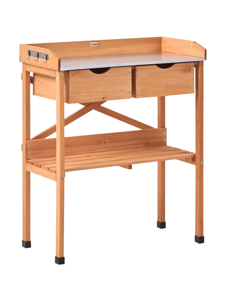Beliani Pflanzen & Zubehör<Pflanztisch RAVANUSA in Braun - (W) 77 x (H) 89 x (L) 37 cm