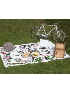 Tierra Bella Wohndecken & Plaids<Picknickdecke "Frida Flowers" in Weiß/ Bunt - (L)170 x (B)140 cm