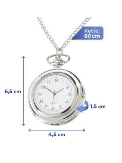 Maximex Technik|Pflege & Gesundheit<Pillendose-Taschenuhr in Silber - (L)84,5 cm