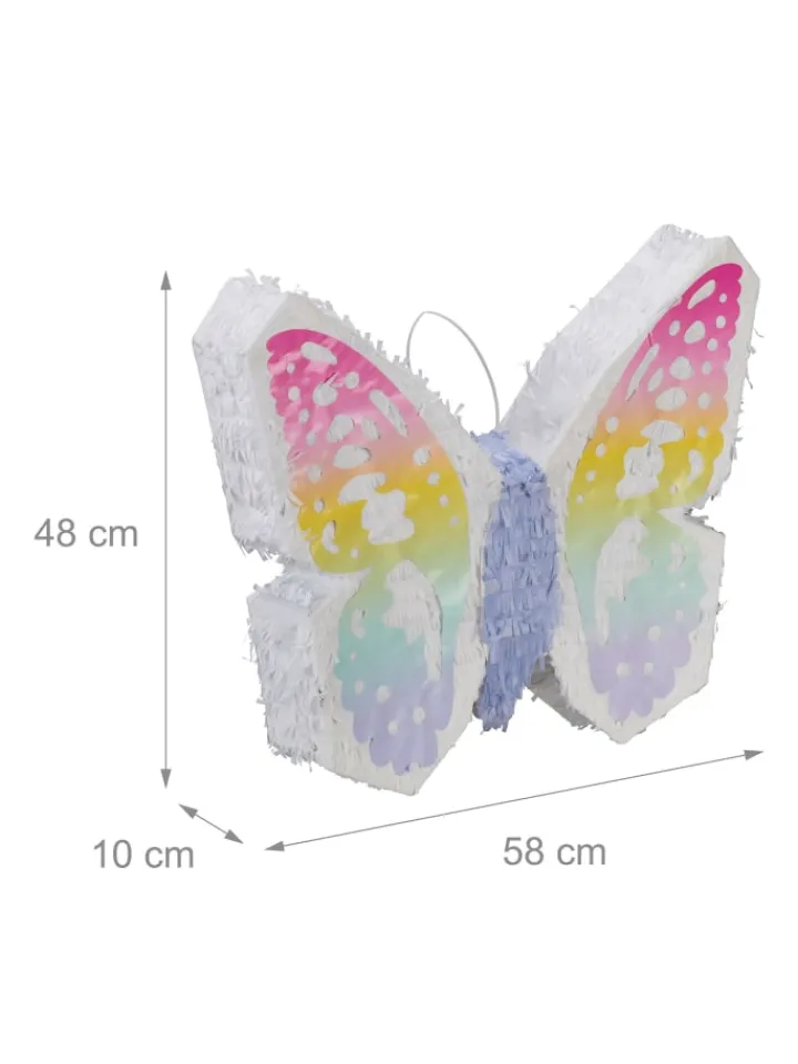 relaxdays Partyzubehör & -Dekoration<Pinata "Schmetterling" in Bunt - (B)58 x (H)48 x (T)10 cm