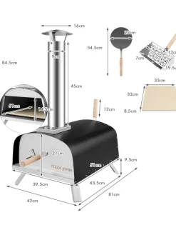 COSTWAY Grillen<Pizzaofen Outdoor in Schwarz