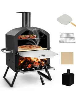 COSTWAY Grillen|Küchenelektronik<Pizzaofen Outdoor in Schwarz