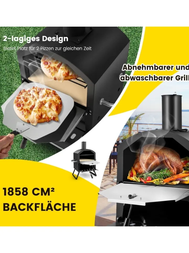 COSTWAY Grillen|Küchenelektronik<Pizzaofen Outdoor in Schwarz