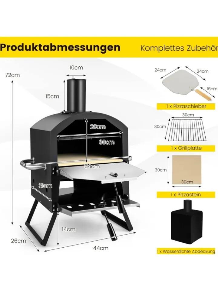 COSTWAY Grillen|Küchenelektronik<Pizzaofen Outdoor in Schwarz