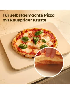Praknu Grillen<Pizzastein eckig für Backofen und Grill - Für knusprigen Boden -
