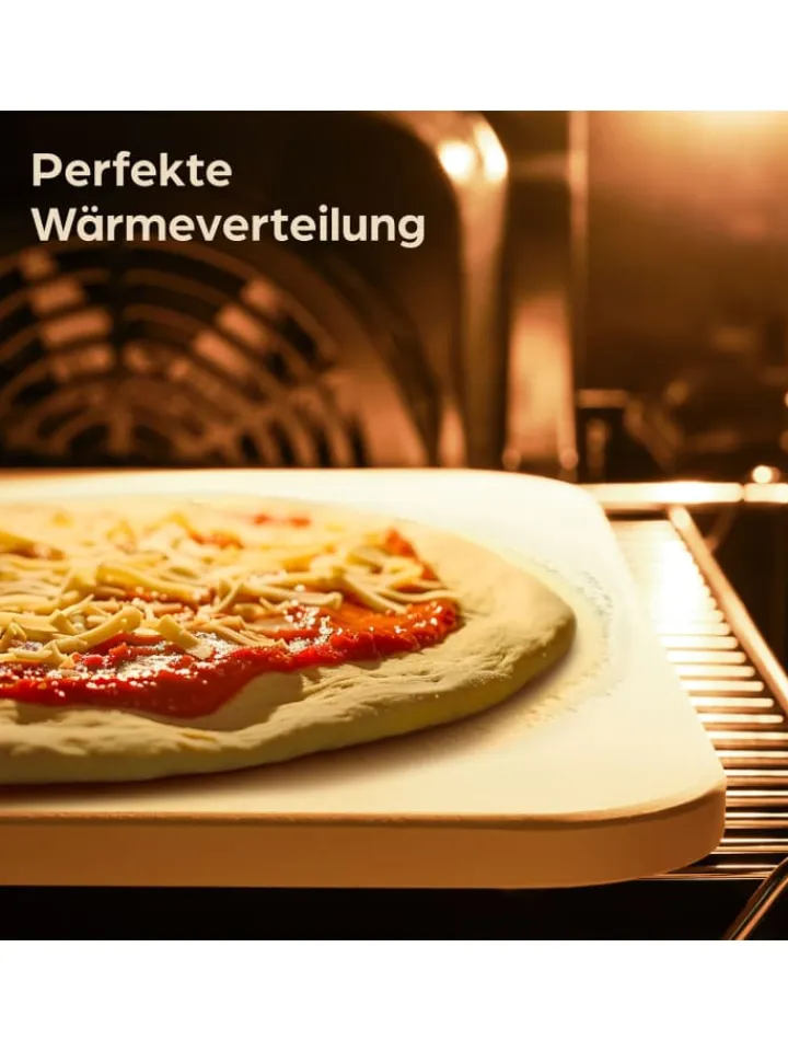 Praknu Grillen<Pizzastein eckig für Backofen und Grill - Für knusprigen Boden -