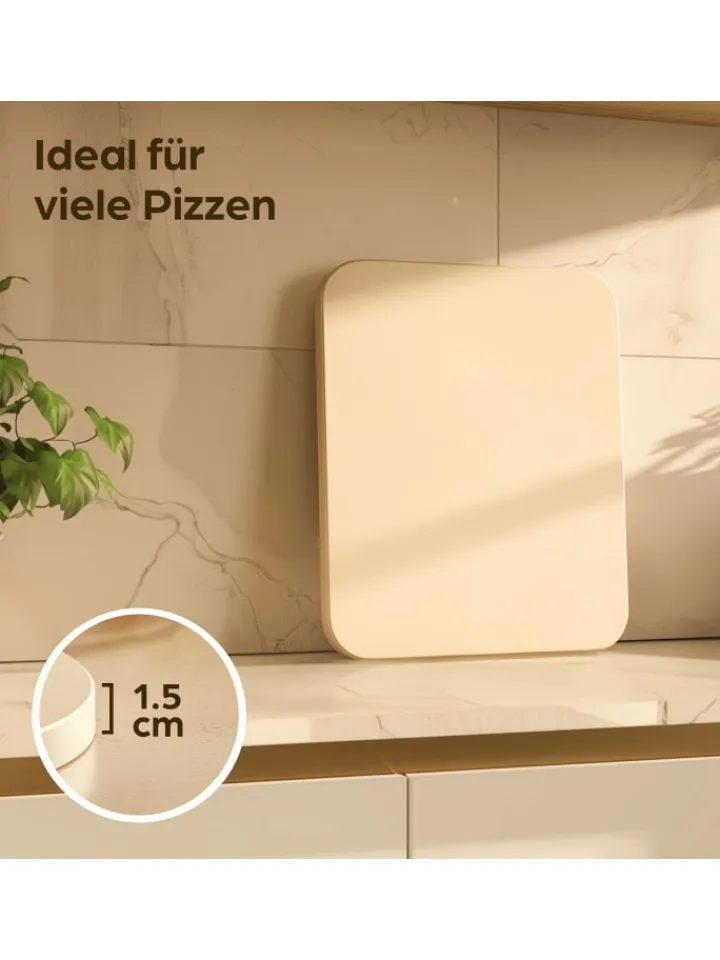 Praknu Grillen<Pizzastein eckig für Backofen und Grill - Für knusprigen Boden -