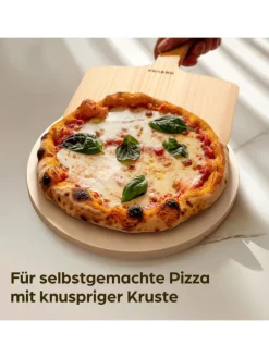 Praknu Grillen<Pizzastein für Backofen & Gasgrill inkl. Pizzasschieber - 2er Set