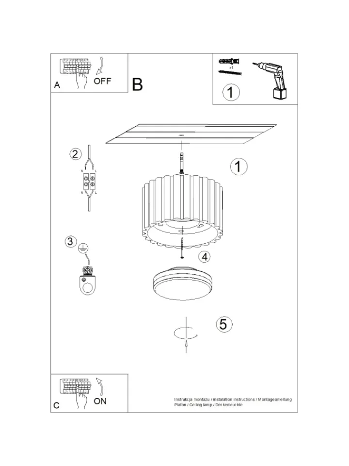 Nice Lamps Decken- & Hängeleuchten<Plafond ZORA 1 beige H 6 cm