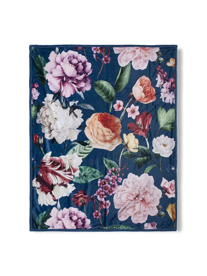 Descanso Wohndecken & Plaids<Plaid "Fiori" in Dunkelblau/ Bunt