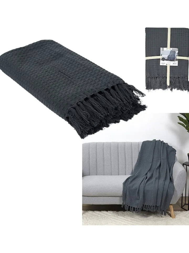 THE HOME DECO FACTORY Wohndecken & Plaids<Plaid in Anthrazit - (L)160 x (B)130 cm